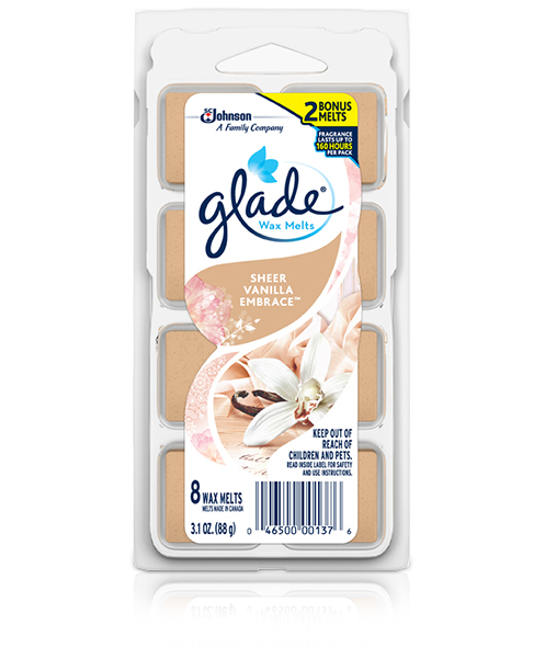Glade Wax Melts, Sheer Vanilla Embraze, 2.3 Oz. (Pack of 6)