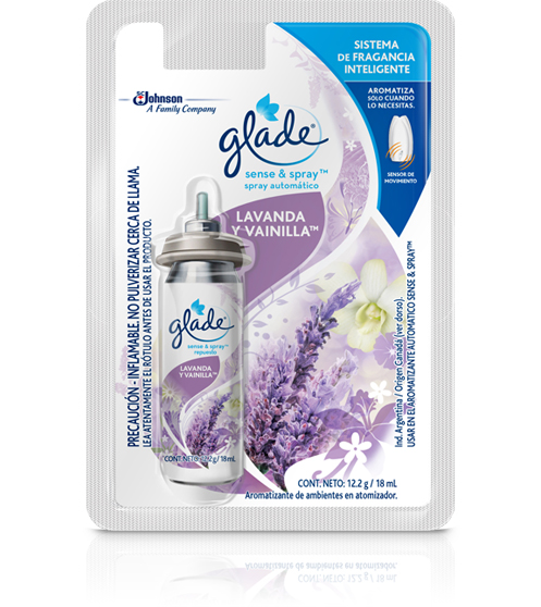 Glade Sense and Spray - Recambio de ambientador automático de lavanda y  vainilla, 0.86 onzas, 6 por caja.